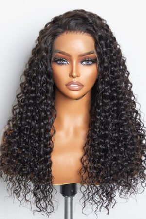 Nuochenghair 30inch 13x6 PartingMax Glueless Lace Wig 3D Cap Pre-bleached Water Wave Transparent Lace Front Wig 180% Density