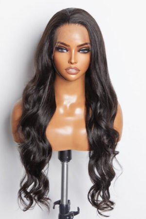 Nuochenghair 30inch 13x6 PartingMax Glueless Lace Wigs 3D Cap Pre-bleached Body Wave Transparent Lace Front Wig 180% Density