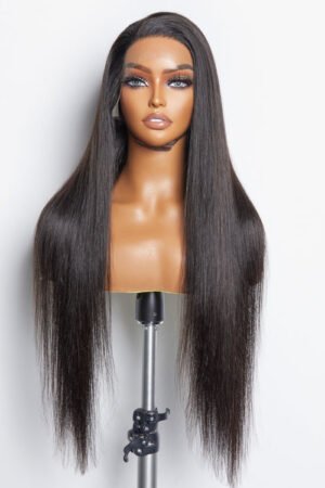 Nuochenghair 30inch 13x6 PartingMax Glueless Lace Wig 3D Cap Pre-bleached Straight Transparent Lace Front Wig 180% Density