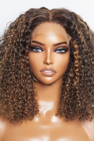 Nuochenghair 14 inch 5"x5" Closure Lace Wig Kinky Curly Brazilian Human Virgin Hair 150% Density