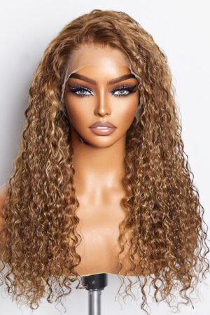 Nuochenghair 22-24 Inch Pre-Plucked 13"x4" Lace Front Water Wavy Wig Free Part 150% Density-100% Human Hair