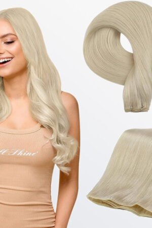 Nuochenghair 18-24 Inches Ultra Thin Straight Genius Weft Light #613 Lightest Blonde