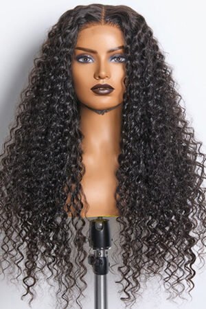 Nuochenghair 18-26inch #1B Deep Wavy 5x5 HD Front Lace Wig 180% Density