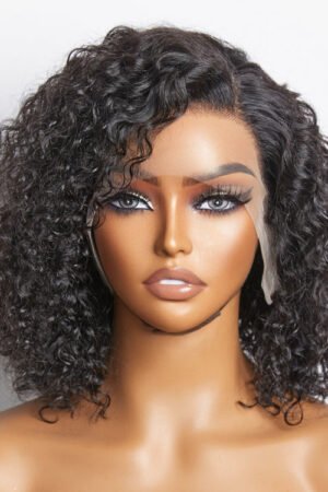 Nuochenghair Pre-Plucked 13x4 Lace Front Curly Bob Wig 150% Density