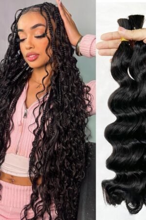 Nuochenghair Loose Wave Bulk Hair For Braiding #1B Natural Black