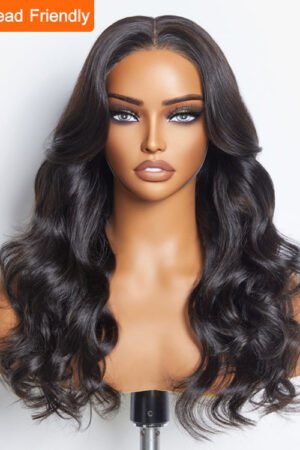 Nuochenghair 24 Inches 5"x5" Body Wavy Wear & Go Glueless #1B Lace Closure Wig-100% Human Hair