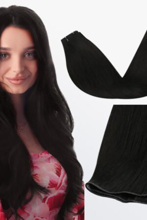 Nuochenghair 18-24 Inches Ultra Thin Straight Genius Weft Dark #1B Natural Black