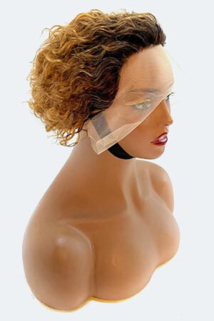 Nuochenghair 6 Inches 13x2 Ombre Blonde Slicked Back Hair Style Pixie Curly Wig