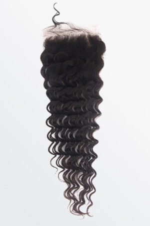 Nuochenghair 14-20 Inch 5" x 5" Deep Wavy Free Parted Lace Closure #1B Natural Black