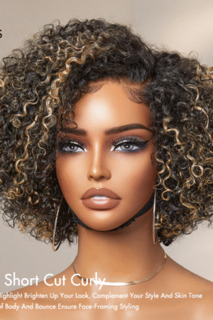 Nuochenghair 8 inch Trendy Short Cut Curly Minimalist HD Lace Glueless Side Part Wig